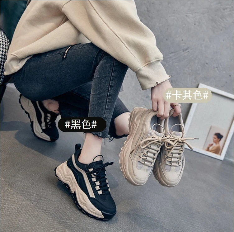 Apricot New Autumn Korean Sneakers Fashionable Platform Shoes For Women Casual Sports Shoes Wholesale