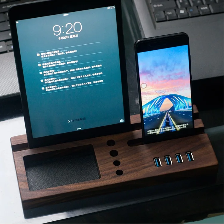 New design Office Super Wood Desktop Organizer Board Pen Cellphone Stand Organizer