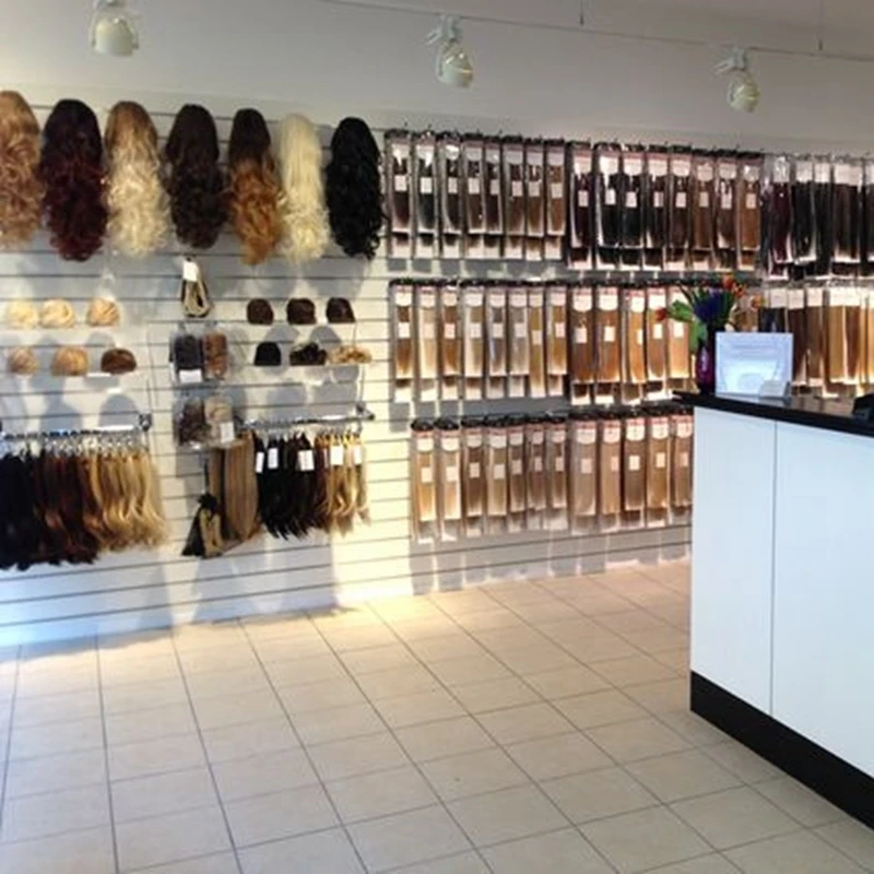 Hair salon display shelf cabinet hair store interior decoration fixture showcase customized wig shop display furniture