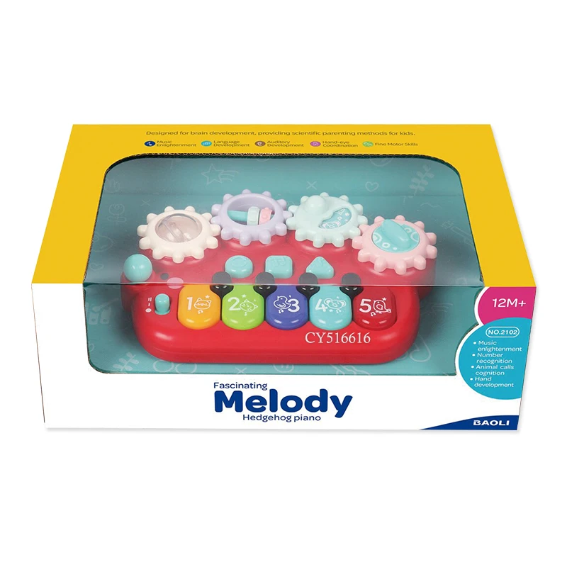 Hot Selling Music Toys Gear Hedgehog Keyboard Piano Toys Baby Musical Instrument With Light For Kids