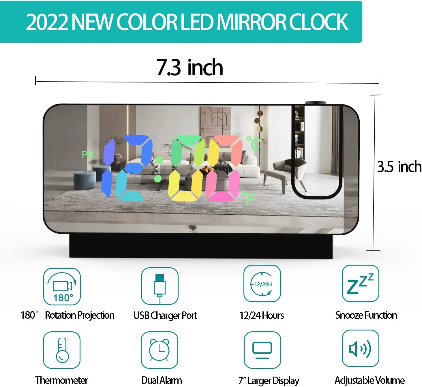 LED Digital Time Projection Table Ceiling Wall Electronic Alarm Clock with Projector Laser Featuring Bedroom Bedside