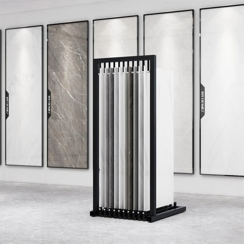 Kainice Customized Stone Sample Showroom Ceramic Marble Push Pull Stand Panel Granite Slab Slider Tile Display Rack