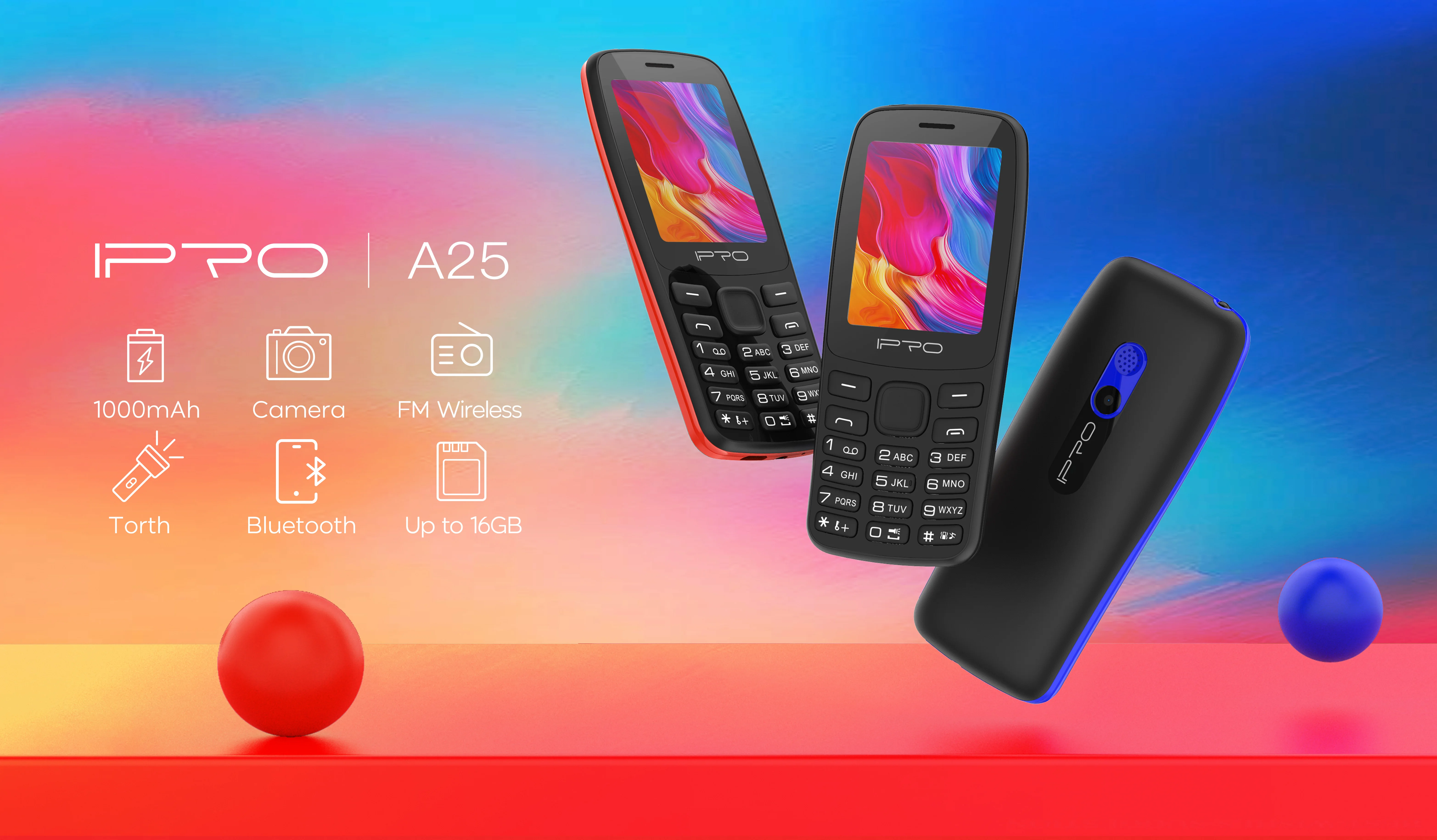 2022 Самый дешевый высококачественный IPRO A25 2 4 дюймовый функциональный телефон тонкий дизайн 1000 мАч 32 Мб + Вибрационный мобильный