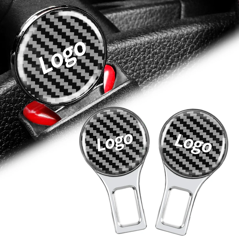 Factory Custom Logo Carbon Fiber Texture Car Safety Seat Belt Buckle Clip Car Seat Alarm Canceller Seat Belt Silencer