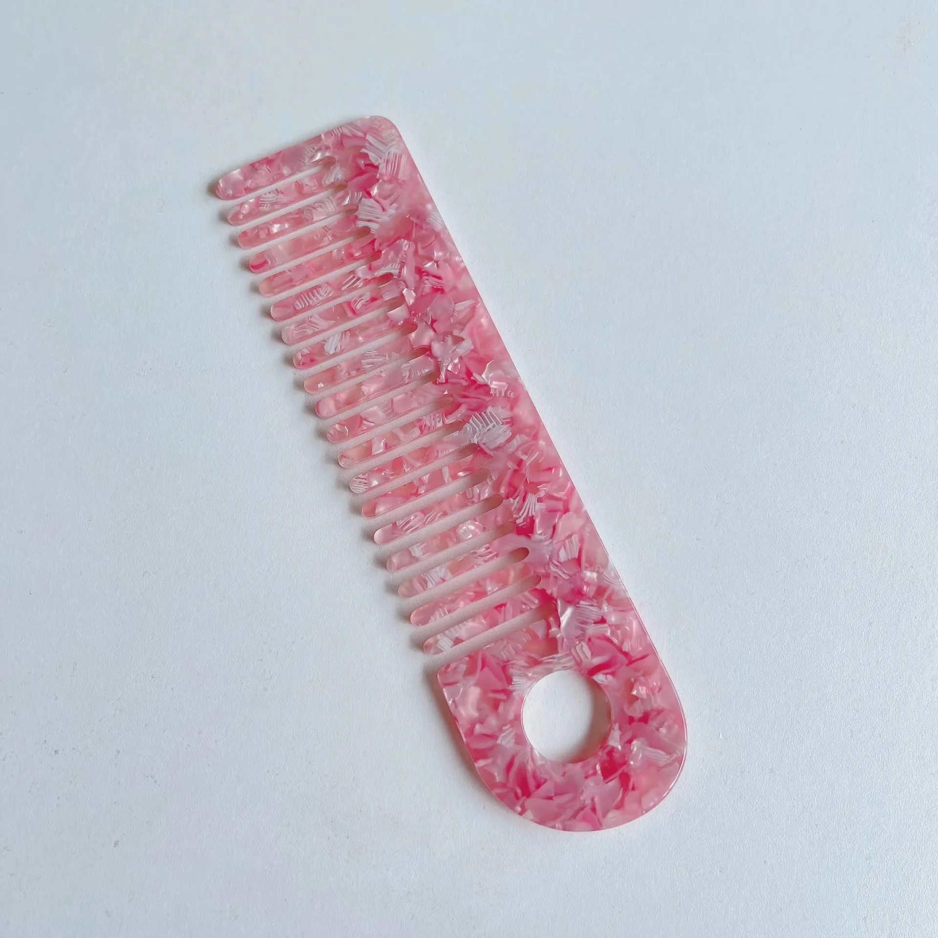 BSCI Audited Factory Wholesale Custom Logo 15cm Korean Women Girls Wide Tooth Hair Cellulose Acetate Hair Comb