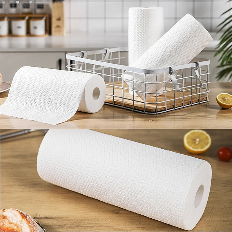 Disposable Perforated 100% Viscose Nonwoven Fabrics Oil Absorbent Kitchen Cleaning Dishcloth Cleaning Cloth Wipe Roll