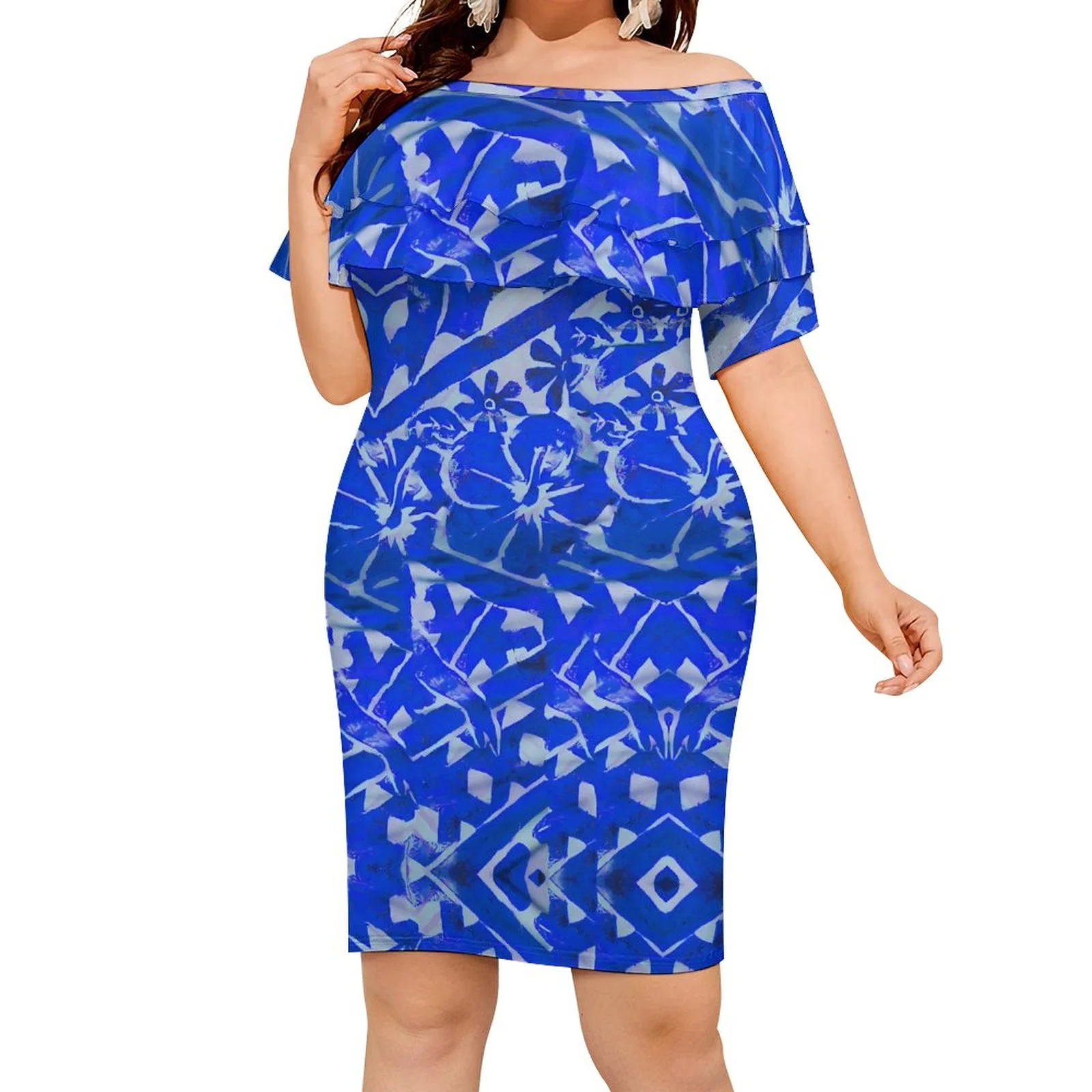 Quanzhou Polynesian Elei Tribal Tie-Dye Design Custom Casual Double Flounder Package Hip Skirt Dresses Evening Party Sexy