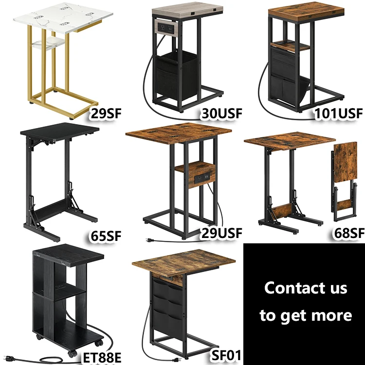 Wholesale Folding C Shaped Side Tables, HOOBRO Brand Extendable C Shape End Table, Expandable Couch TV Tray for Bedroom