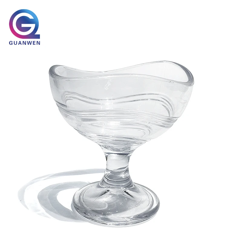 175ml Custom Logo Clear Dessert Dish Sundae Glass Ice Cream Plastic Cups Reusable Ice Cream Cup