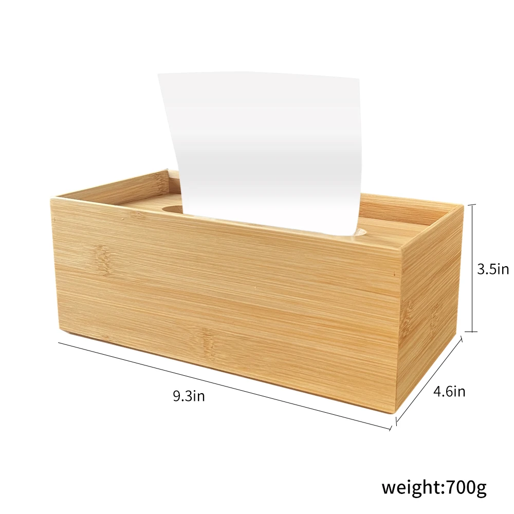Home Eco-friendly 100% Natural Bamboo Solid Wooden Tissue Case Cosmetic Tissue Paper Box Container Holder For Kitchen Car