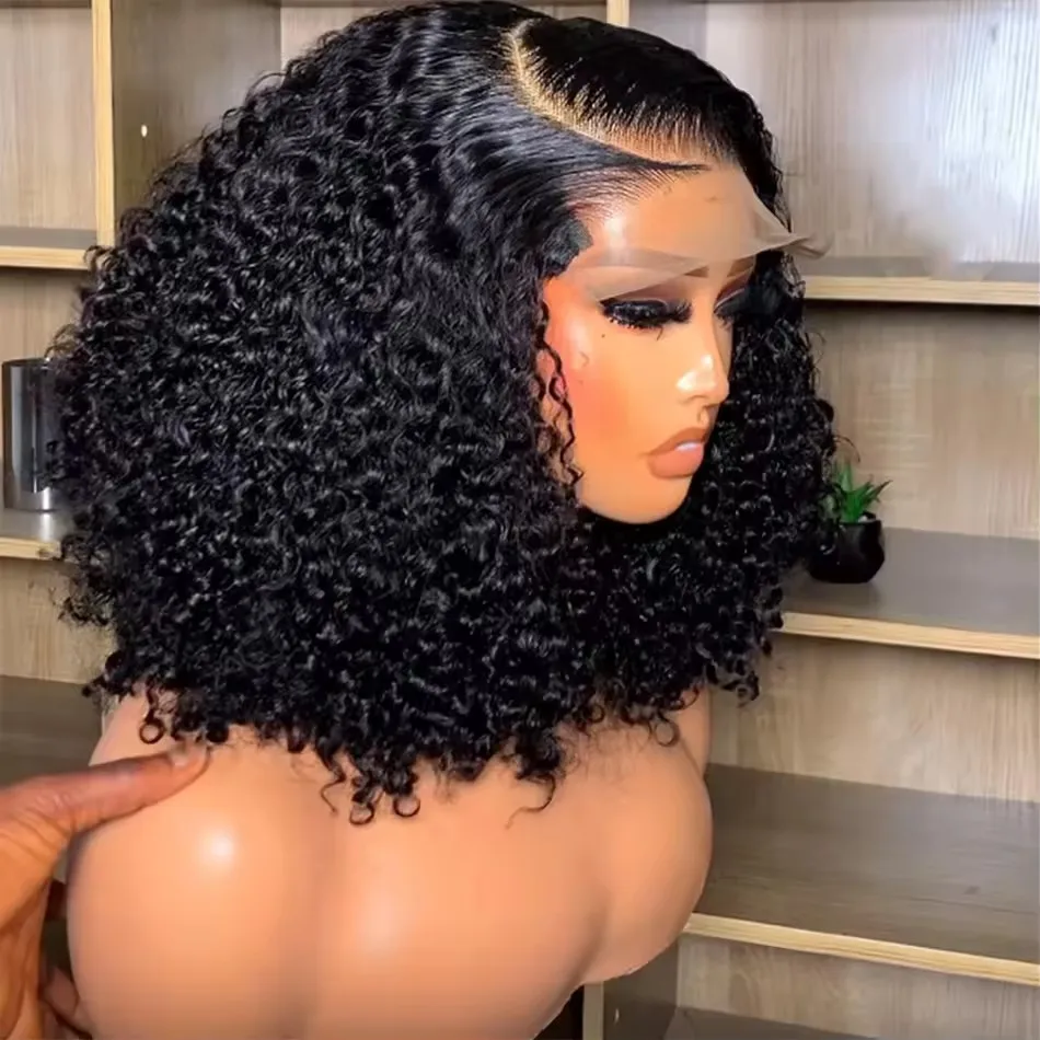 Cheap Deep Curly Wave Short Bob Wig Human Hair Hd Full Lace Front Wig Vendor Raw Indian Virgin Lace Frontal Wig For Black Women