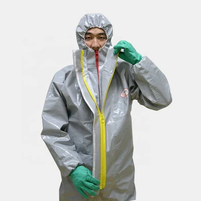 Type 3 4 5 6  safety acid elasticated cuffs hot steam disposable overall for heavy chemical spray resistance