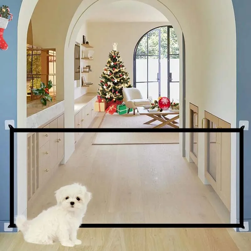 Retractable Baby Gate Mesh Punch-Free Install Baby Gating Dog Child Safety Gates for Doorway Stairs Hallways Indoor Outdoor Gray