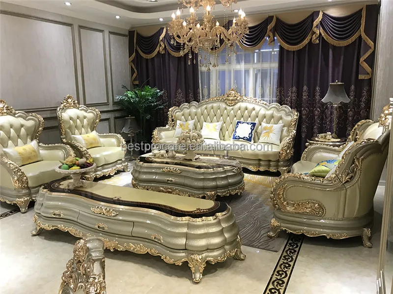 ProCARE classic Luxury champagne golden dining tbale modern antique European royal style living room sofa  dining tbale  sets