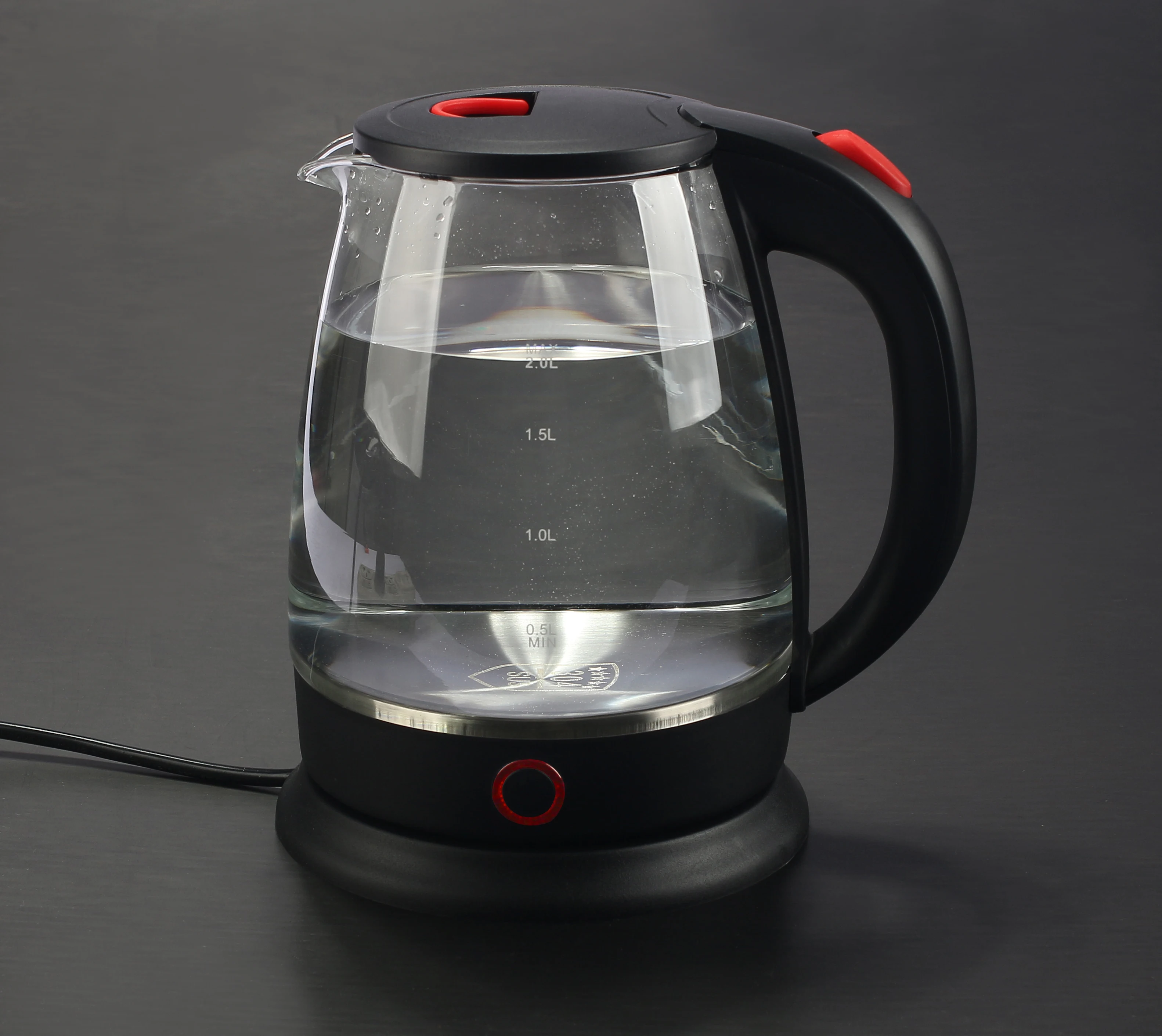 Europe popula 2.0 lilter cordless electric glass kettle