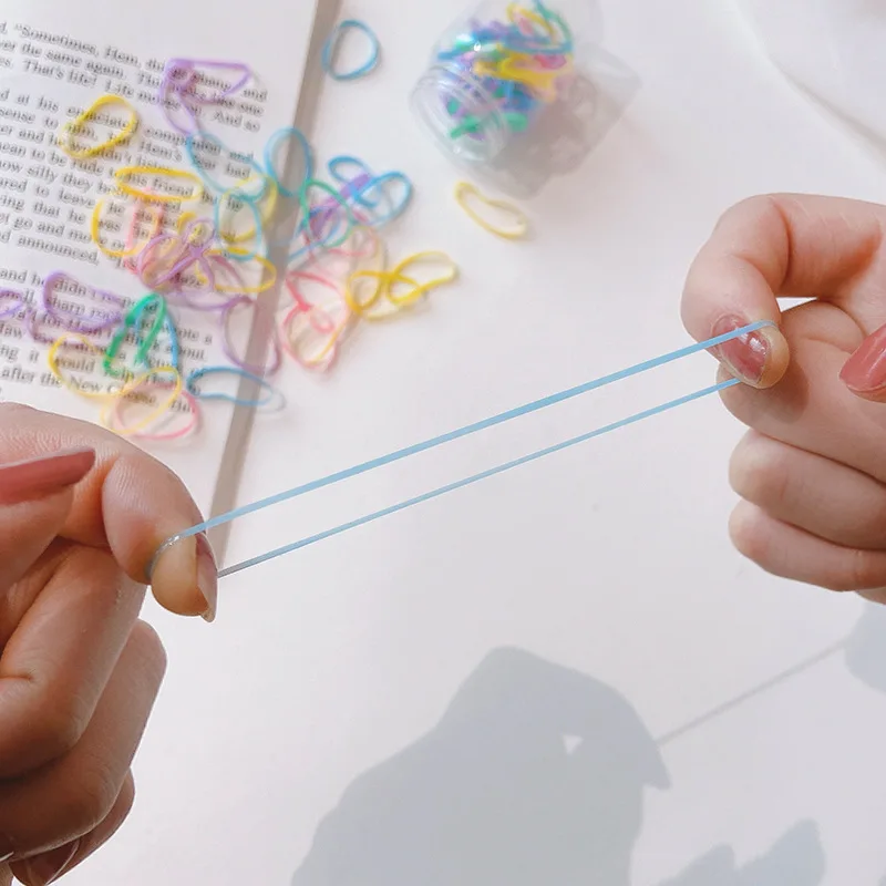 2022 new Japan and Korea macaron color high elastic disposable rubber band boxed gradient color hair ring head rope