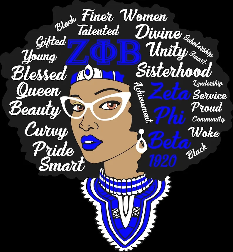 Пользовательская африканская девочка с AKA Zeta Phi Beta Delta Sigma The.ta виниловая печать трансферная пластиковая теплопередача для
