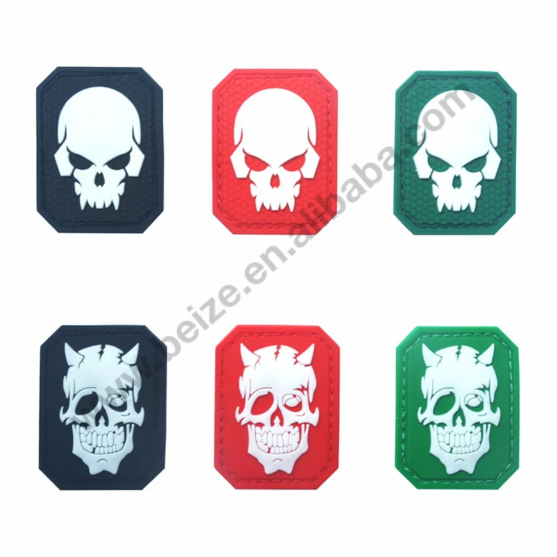 Skull Head PVC Luminous Sticker Customized Personality Punisher Armband Bag Patches