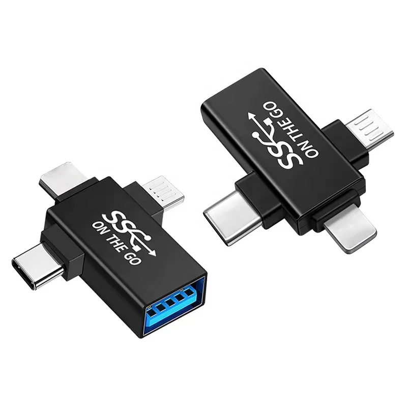 Xput OTG Adapter For Lightning USB C Type C Micro USB To USB 3.0 3 In 1 OTG Adapter For iPhone Android