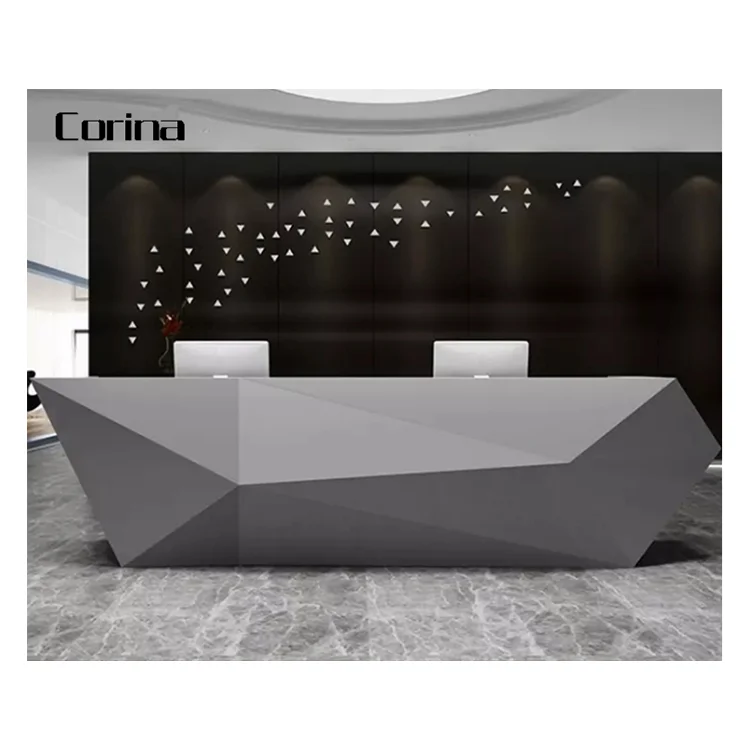Modern curved white reception desk acrylic solid surface hospital reception counter