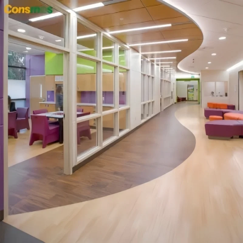 Wear-resistant Antibacterial 2mm Thickness PVC Vinyl Sheet Homogeneous Flooring for Hospital School Hotel