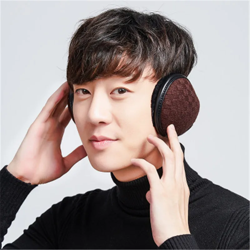 Зимний вязаный чехол для ушей для мужчин и женщин, складные наушники, чехол для ушей, регулируемые теплые плюшевые наушники, наушники, задняя одежда R0858