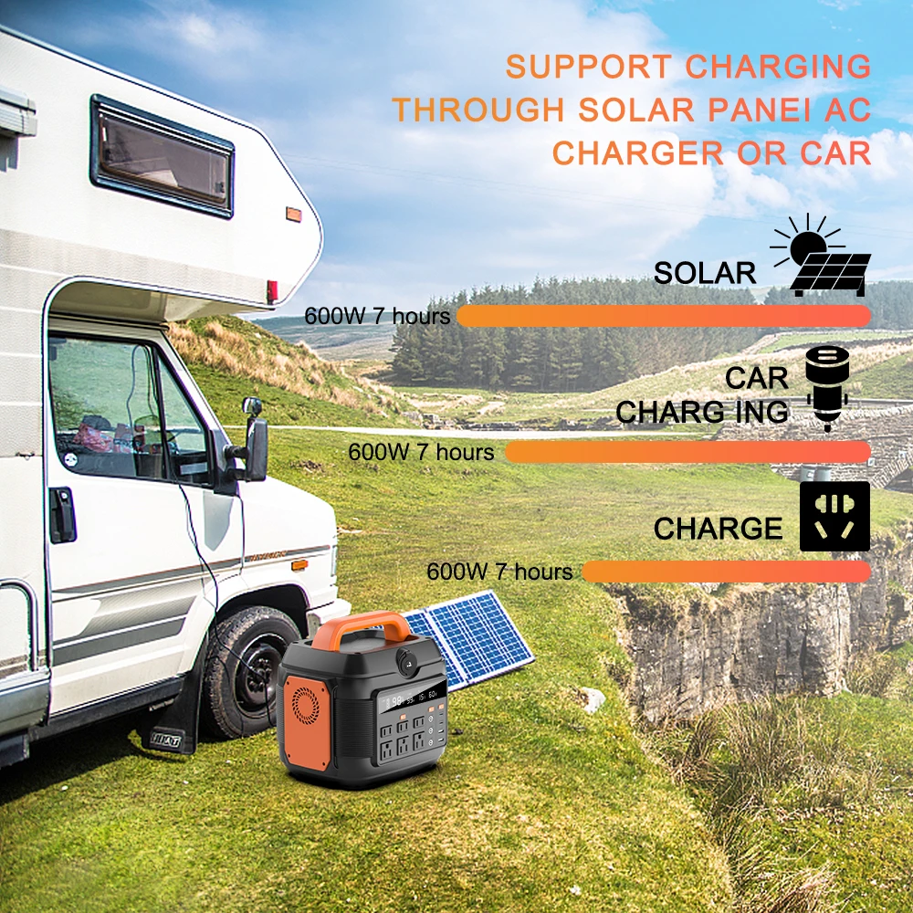 hot selling Portable Power Generator 600w solar portable power station with panel Solar Portable Energy for Outdoor Camping