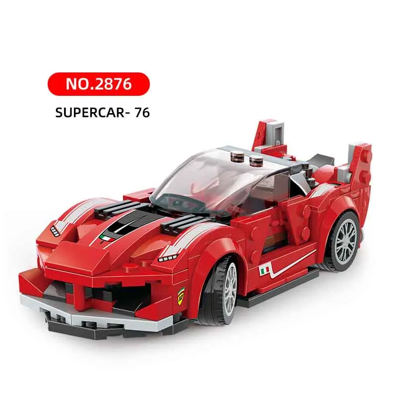 2876 Custom Building Blocks Sport Car Block Set Racing City Police Car Model Assembly Blocks Building Toys for Children 151+PCS