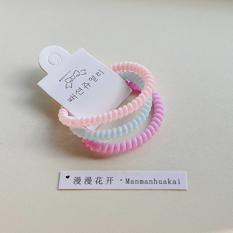 3pcs/set Spiral Hair Ties Transparent Jelly Scrunchie with Spiral Ring Korean Spiral Coils Fashionable Hair Accessories