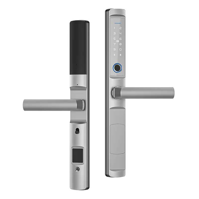 APP BLE WiFi Slim Smart Tuya TTLOCK Fingerprint Aluminum Door Lock for Narrow Profile UPVC Wooden Doors