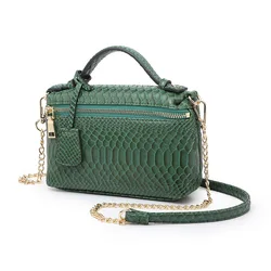 Fashion Designer Handbag Embossed lady chain Strap snake print leather clutch crocodile bag women