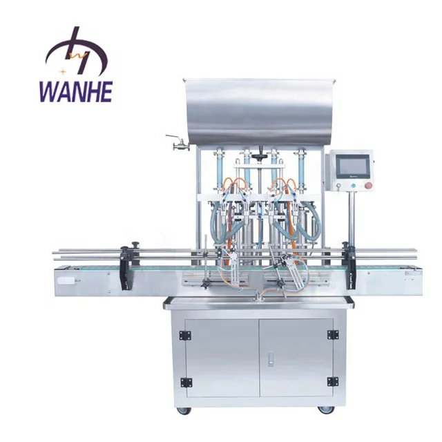 WANHE 50-500ML servo MOTOR 4 head  Sauce glass Bottle liquid Filling Machines