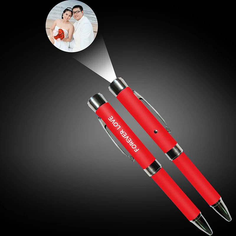 Custom Logo Projector Pen Image Projection LED Flashlight Laser Pointer Key Chain Promotional Gifts