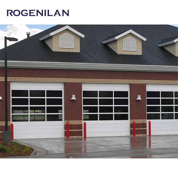 ROGENILAN American Black Color Mirror Design Sectional Aluminum Garage Door Modern Automatic Glass Garage Doors