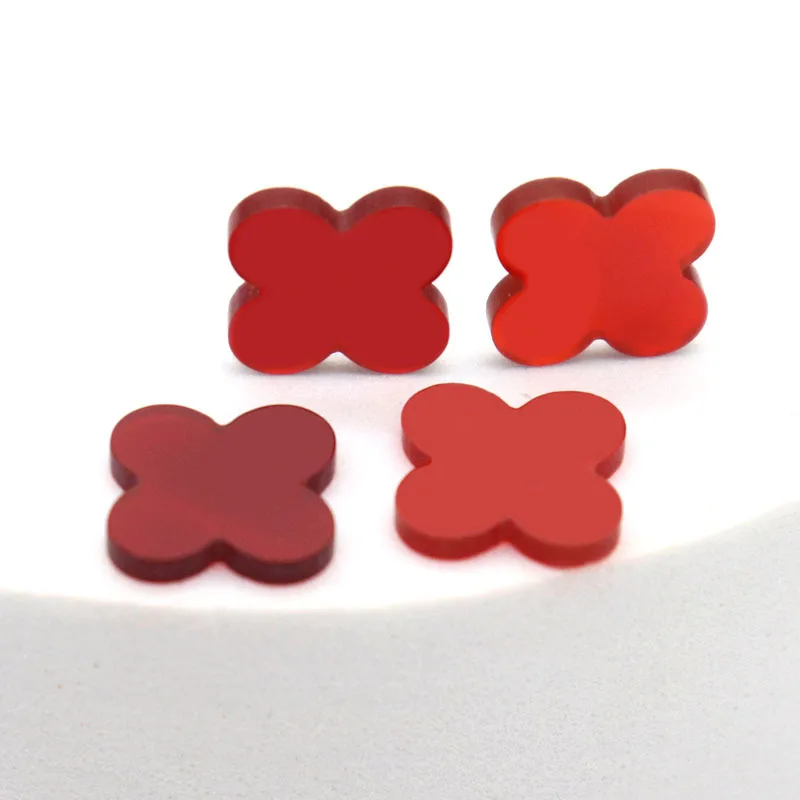 50 pcs/bag clover leaf stone red black green white mother of pearl red agate four leaf clover jewelry accessories