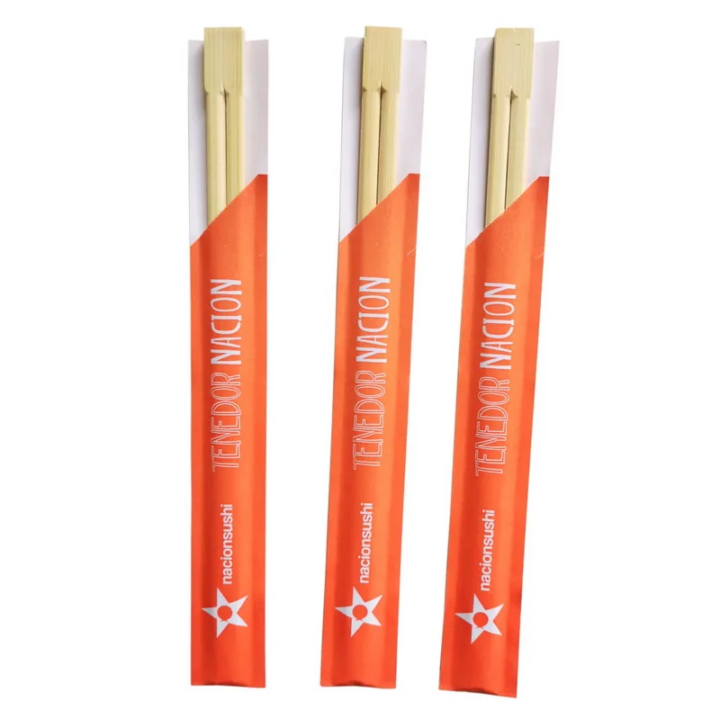 Одноразовые Бамбуковые Tensogue порезанные палочки, полностью бумажные упаковочные палочки для еды на заказ