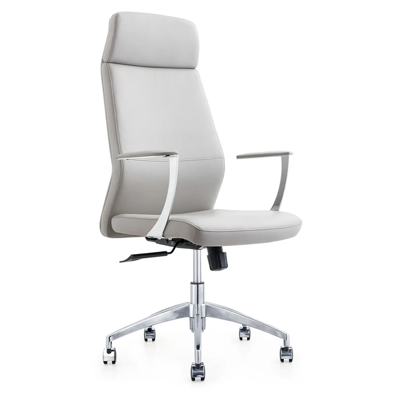 Comfortable White Office Chair High Back Computer PU Leather Ergonomic Computer Chair Office Boss Chair