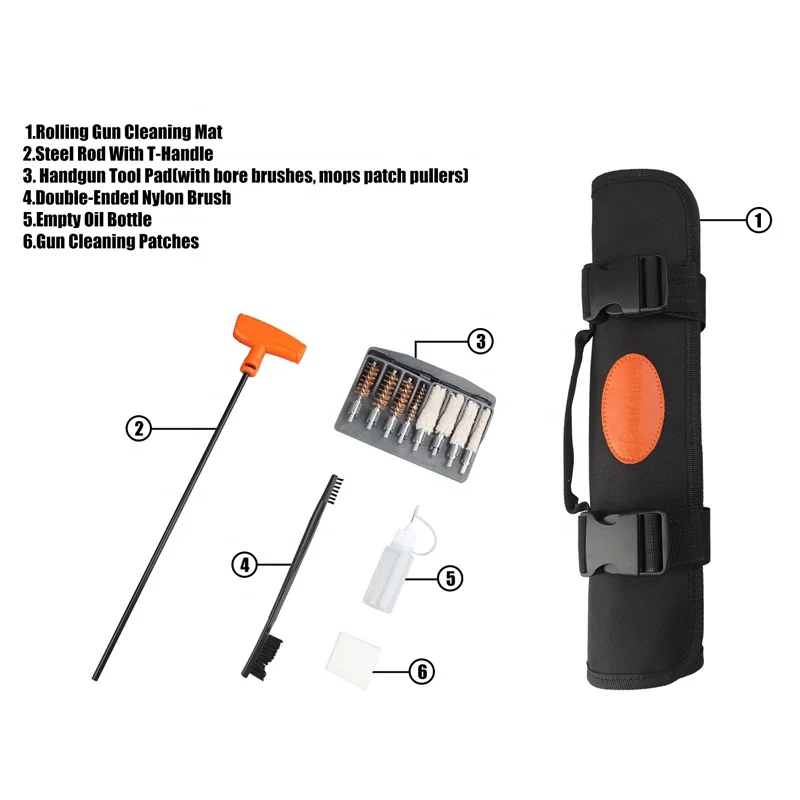 Gun Cleaning Kit Bag Waterproof Large Roll Padded Mat With Functional Pockets