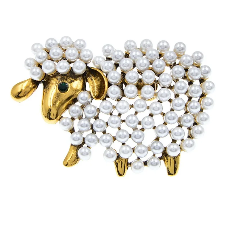 
New Cute Pearls Sheep Brooches for Women and Men White Grey Animal Casual Party Brooch Pins Gifts Party Jewelry Drop Shipping 