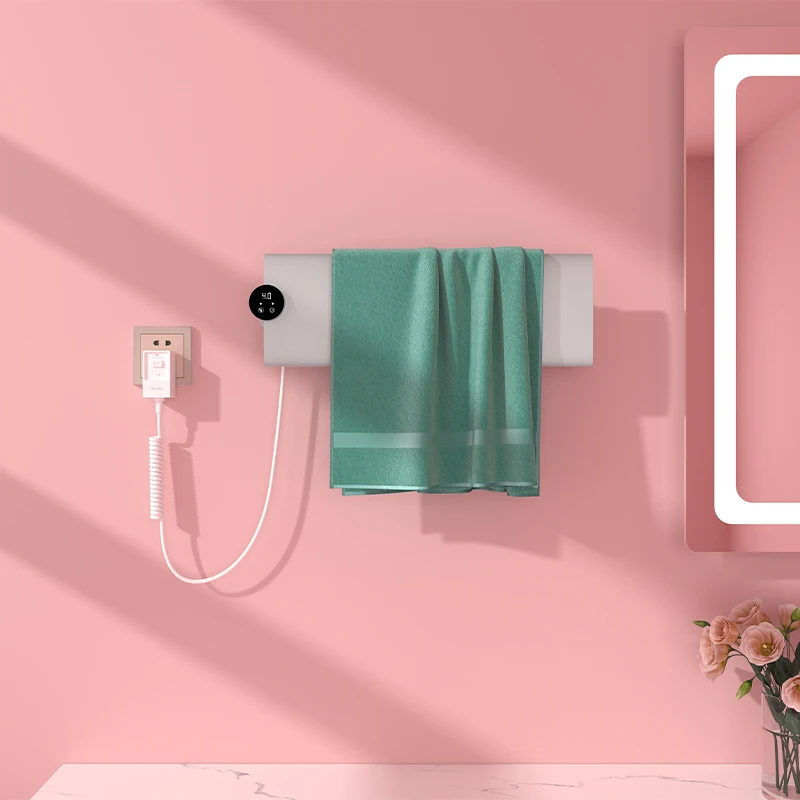New develop towel warmer electric heating quick dry stainless steel bathroom timer temperature smart touch switch