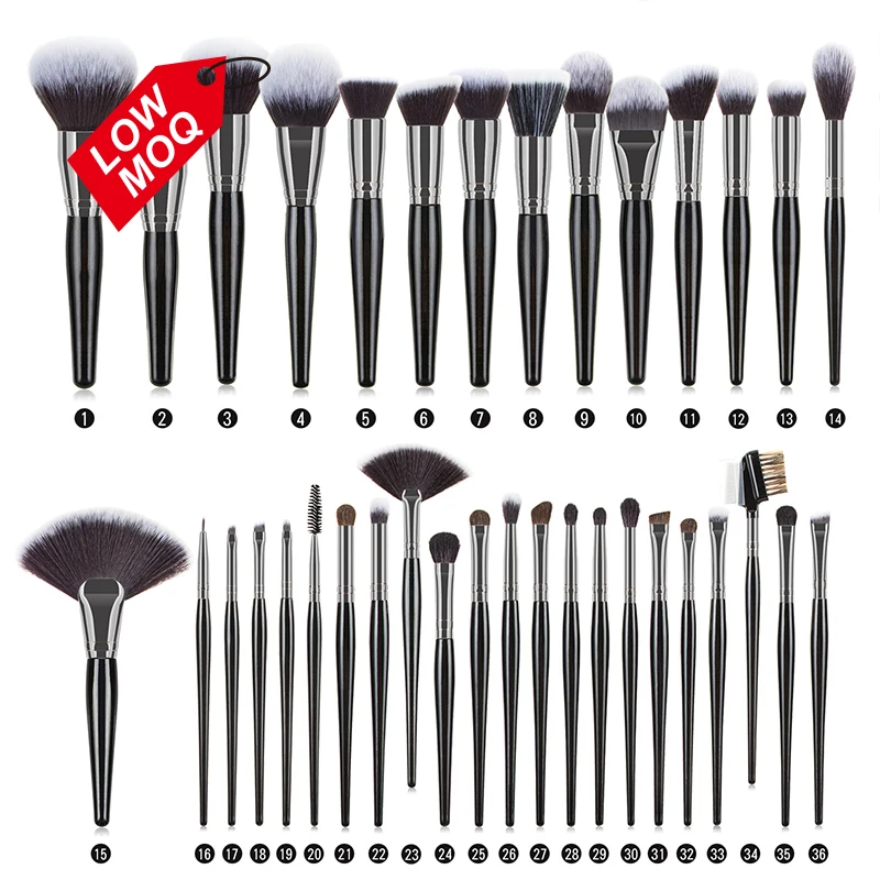 Wholesale 36pcs Black High Quality Make Up Brushes Custom Vegan Makeup Brush Good And Professional Custom Make Up Brush