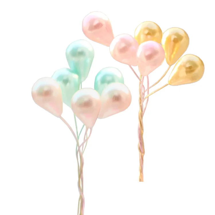 wholesale Wire balloon cake plug-in Small fresh birthday cake decoration inserts pink gold champagne blue green