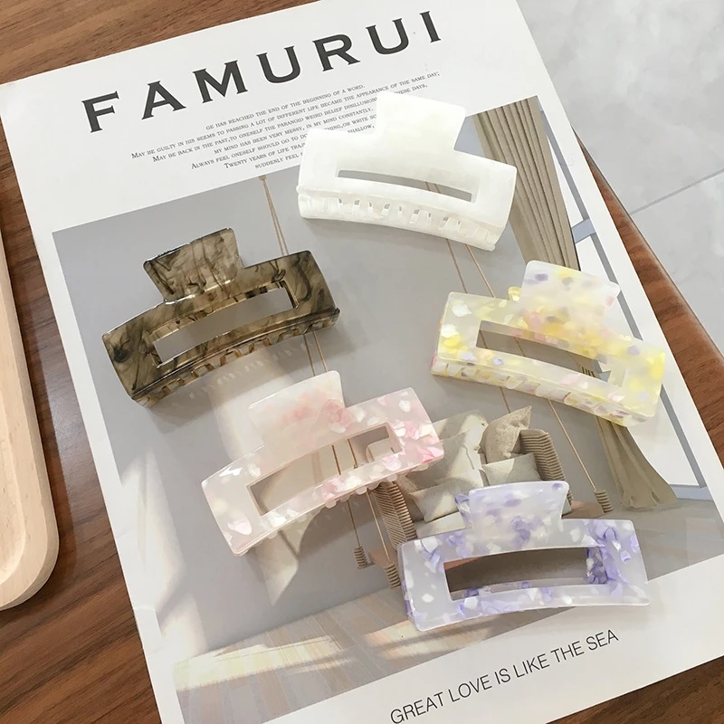 Customized Large Marble Resin Plastic Tortoiseshell Cellulose Acetate Big Hair Claw Clips for Women