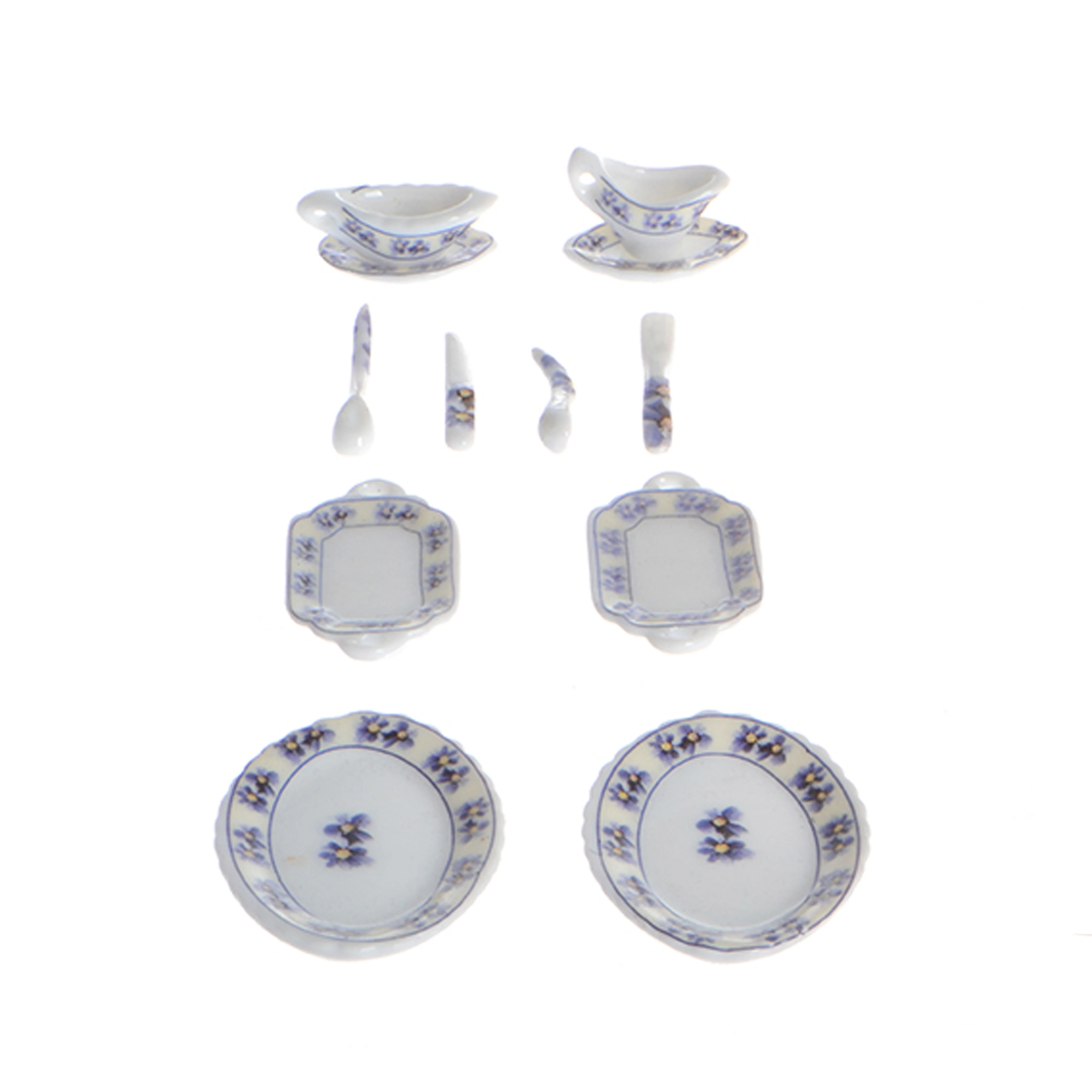 Miniature Teapot Set Tableware Ceramic Dishes of Doll house 1/12 scale Accessories