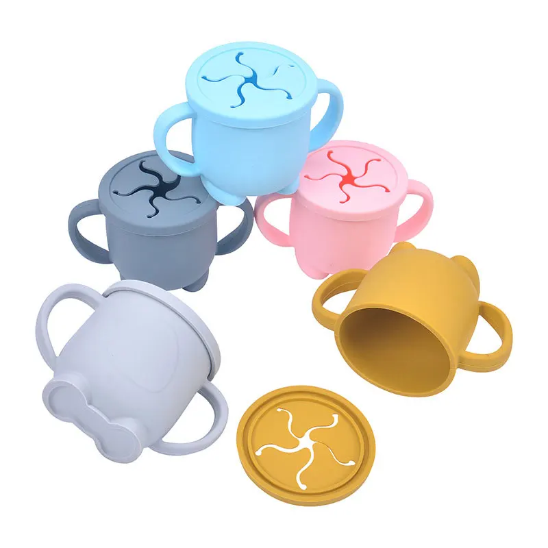 Travel Collapsible Kids Snack Container Baby Silicone Snack Cup Catcher