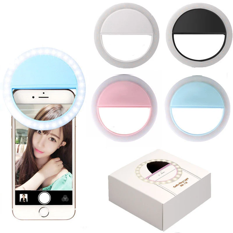 Rechargeable Clip-on LED Selfie Ring Lamp Fill-in Light Selfie Enhancing Fill LED Circle Ring Light For Phone Macro Ring Lights