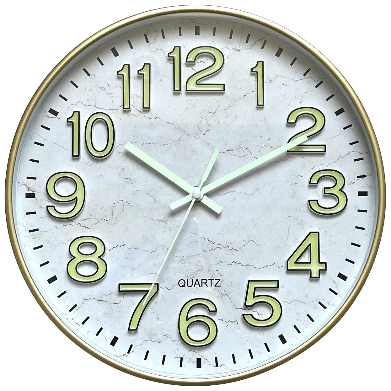 12 inch full luminous pointer 3D luminous digital wall clock creative marble face world time wall clock