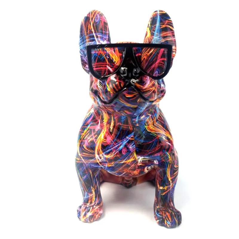 Nordic Modern Home Decor Crafts French Bulldog Statue Graffiti Bulldog Sculpture