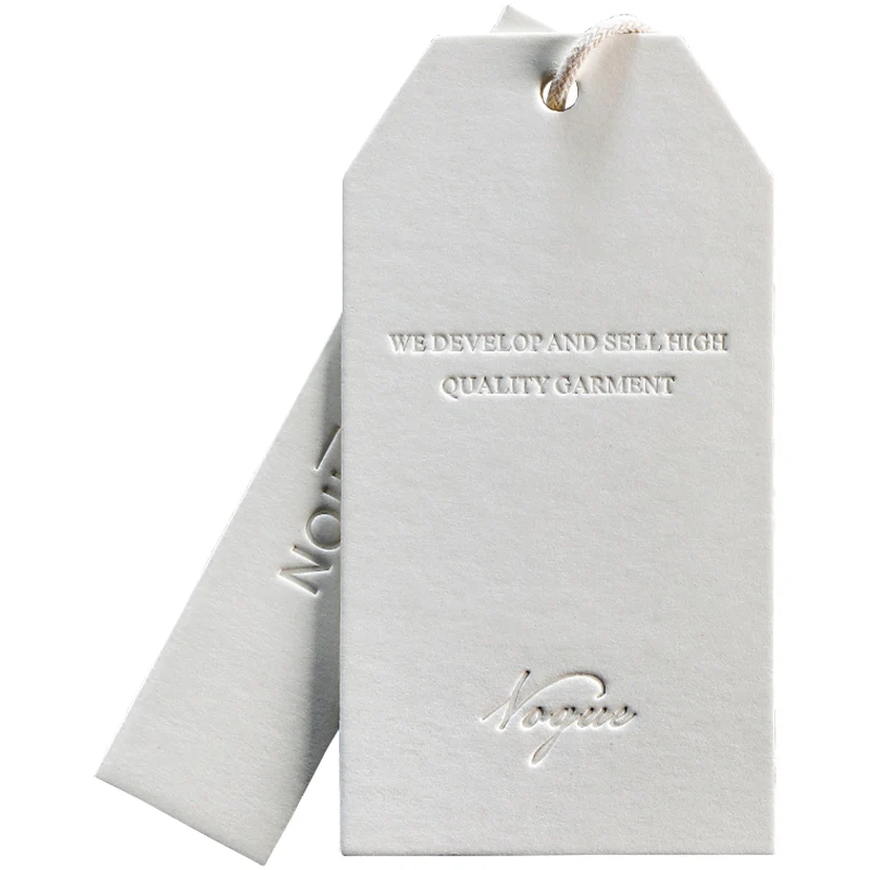Free Sample Luxury Recycled Label Embossed Custom Hang Tag Special Cardboard Gift Brand Name Hangtags For Clothing Own Logo