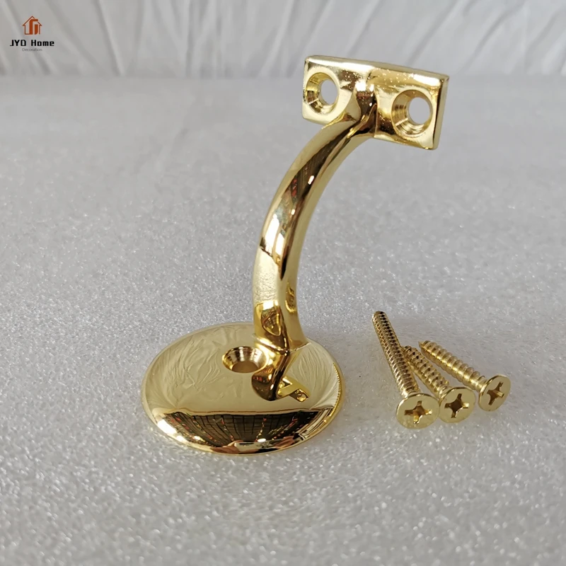 Wholesale 3 inches Height Heavy Duty Zinc Alloy Golden Mounting Brackets With Solid Round Base for Wood Handrail Railing